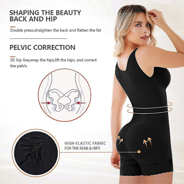 Compression Slimming Sheath Belly Girdle with Brooches for Women XXXL Black