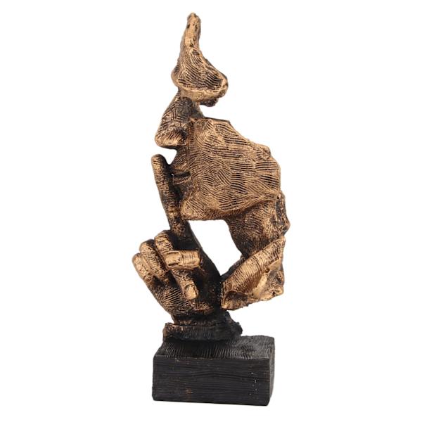 Silence Is Gold Staty Antik finish Färgfast stabil bas Hållbar Resin Thinker Staty för Family Office Library