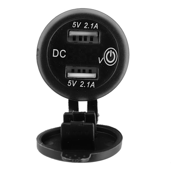 Dobbel USB-billader Sigaretttenneruttak Bilmodifisering med voltmeter 1224V 2.1A+2.1A (grønn indikator)
