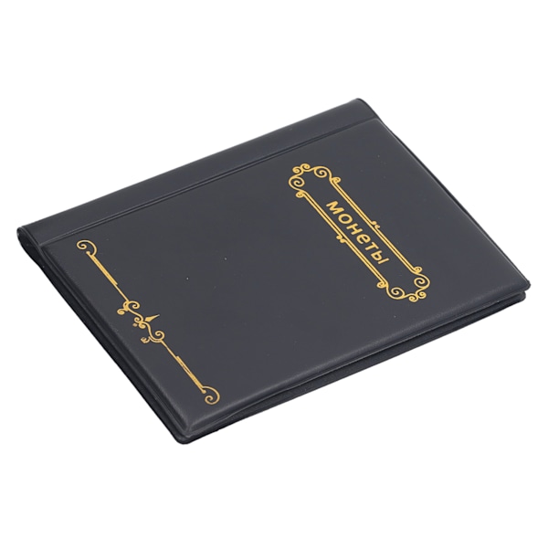 Myntsamlingsalbum PVC Slitstark Lätt Bärbar Mynthållare Bok för Samlare Svart