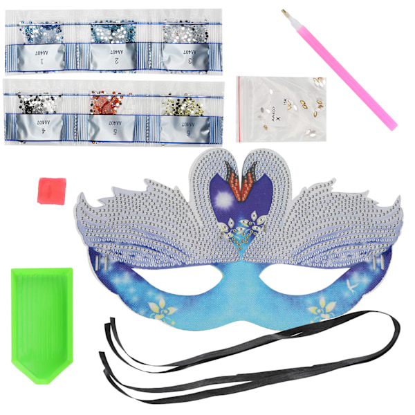 Diamantmålning Mask Glänsande Svanformad DIY Handgjorda Festival Dansfest Masker