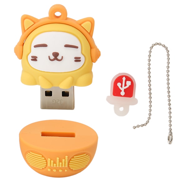 Piirretty USB-muistitikku PVC USB2.0 Kissan kuvio Plug and Play iskunkestävä U-levy puhelimelle kannettavalle tietokoneelle Saffrani 32g