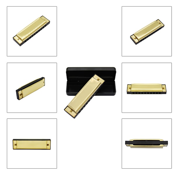 IRIN lettvekts gull metall 10-hulls munnspill Musikinstrument (gull)