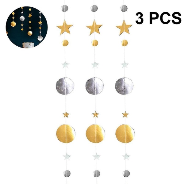 Twinkle Little Star Party Garlands Glitter Hanging Moon Stars Gold Silver