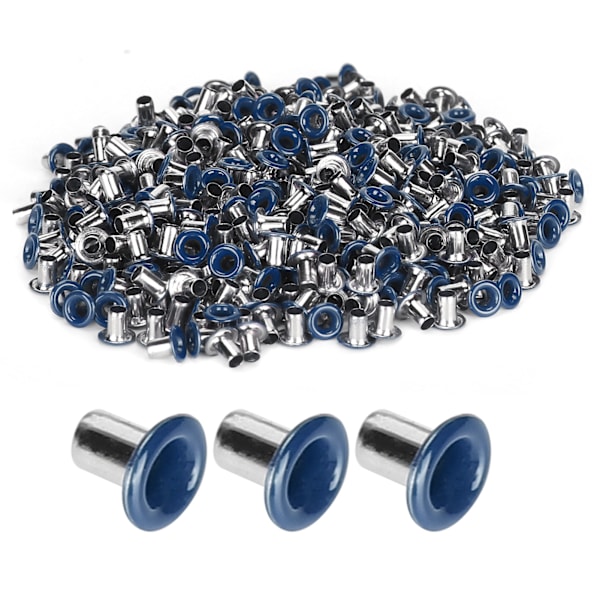 500 st Mässingsöglor 2 mm inre hål Färgglada genomföringar Kit för kläder Skor Väska DIY Crafts Mörkblå