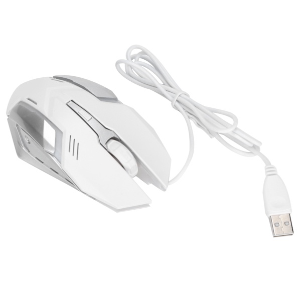 Kablet mus USB-port Gaming Office Business Lysende optisk datatilbehør Hvit