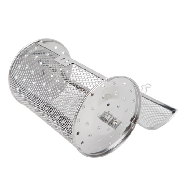 Rullande Grillkorg i Rostfritt Stål BBQ Rullande Korg Gaffel Tråd Nät Cylinder Grillkorg för Camping Picknick Fest 18cm Höjd