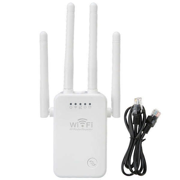 WiFi-forlænger 4 antenner 3 tilstande Plug and Play WiFi-signalforstærker til hotellejlighed hjem 100‑240V EU-stik