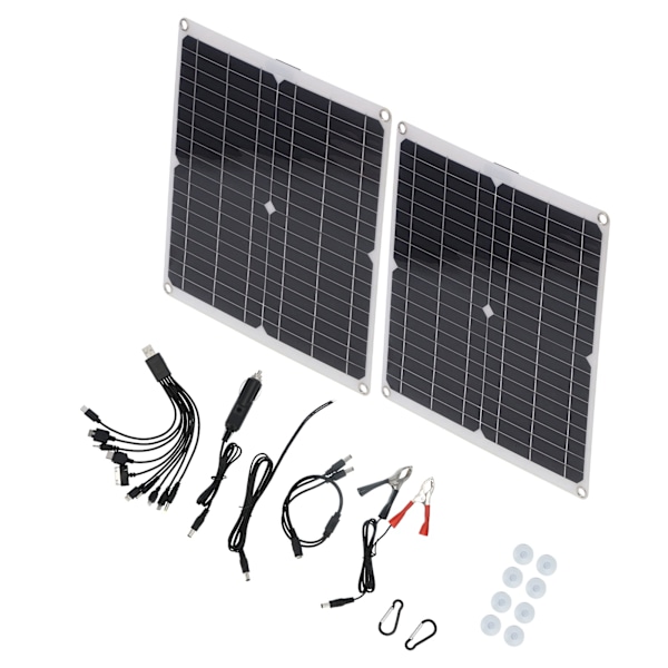 25Wx2 solpanelssæt 20V solcellepanel Nødoplader til udendørsrejser og camping