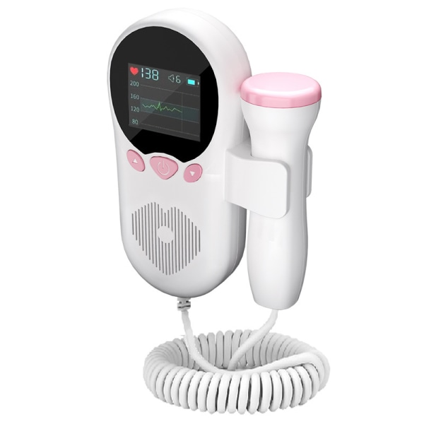 Hjemmeføtal Doppler, Baby Pocket Heartbeat Doppler Heart Monitor for graviditet og test Clear T502 Pink (curved version)