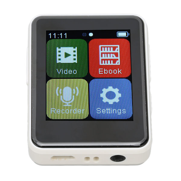 MP3-spelare Bluetooth 5.0 Intelligent HD Brusreducering FM-radio E-bok 1,8 tum Full pekskärm MP3-spelare Vit 64 GB minneskort