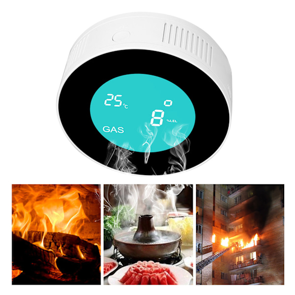 LCD-skærm WIFI Brændbar Gaslækagedetektor Smart Alarm Sensor til Tuya 100-240VEU Stikkontakt