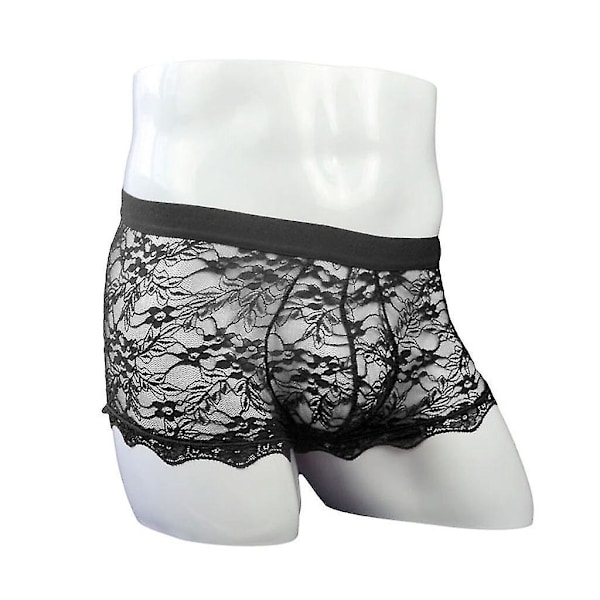 Menn Sexy Lace Mesh Lav Livvid Boxer Briefs Undertøy - Rød