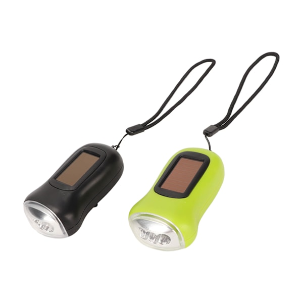 2st handvev Ficklampa Bärbar Uppladdningsbar Lättvikt Svart Grön Soldriven ficklampa för nödsituation utomhus