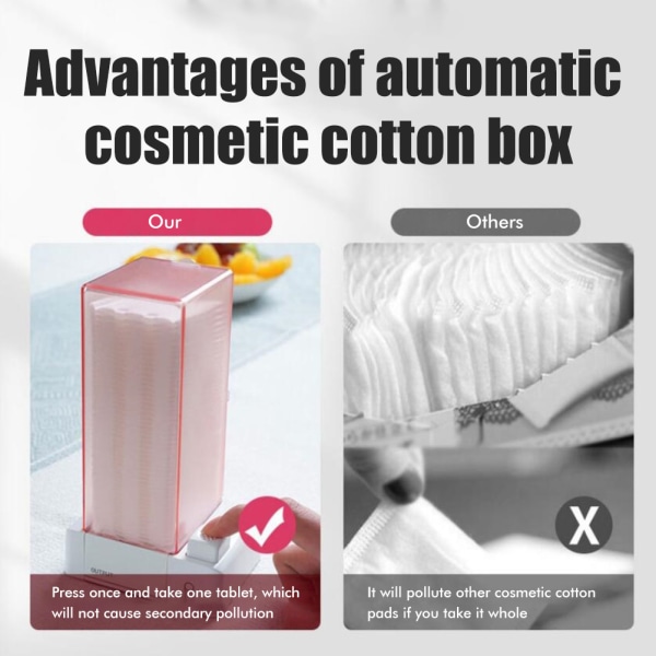 Automatisk bomuldsrondel dispenser tryk ud makeup bomuldsholder dispenser kosmetisk bomuldsrondel arrangør