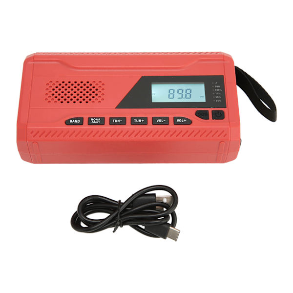 Nödradio HD LCD Handvev Bärbar AM FM WB NOAA Radio med SOS Alarm Ficklampa 4500mAh batteri för utomhusbruk