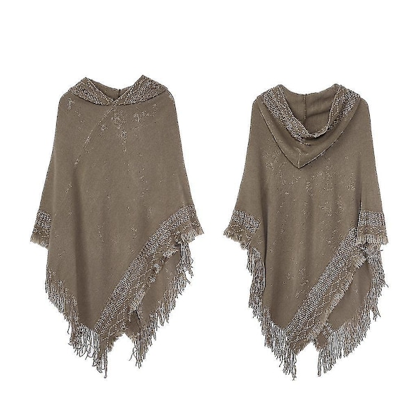 Vinter Oversized Strikket Hætteponcho Kappe til Kvinder