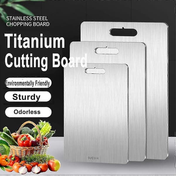 Titanium Skärbräda, Titanium Skärbräda, Titanium Skärbräda Set, Rostfri Stål Skärbräda (25 x 15 cm) 46x30cm