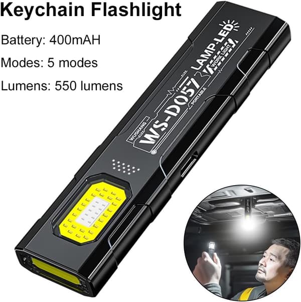 2-Pack USB-C Rechargeable Flashlight – 550 Lumen LED, 5 Light Modes, 400 mAh, Portable EDC Flashlight