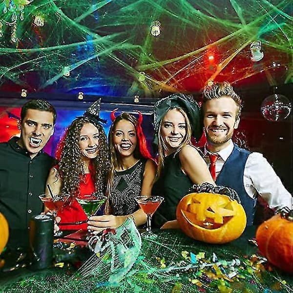Lysende Halloween-spindelvev Halloween-kunstig spindelvev Halloween-dekorasjon