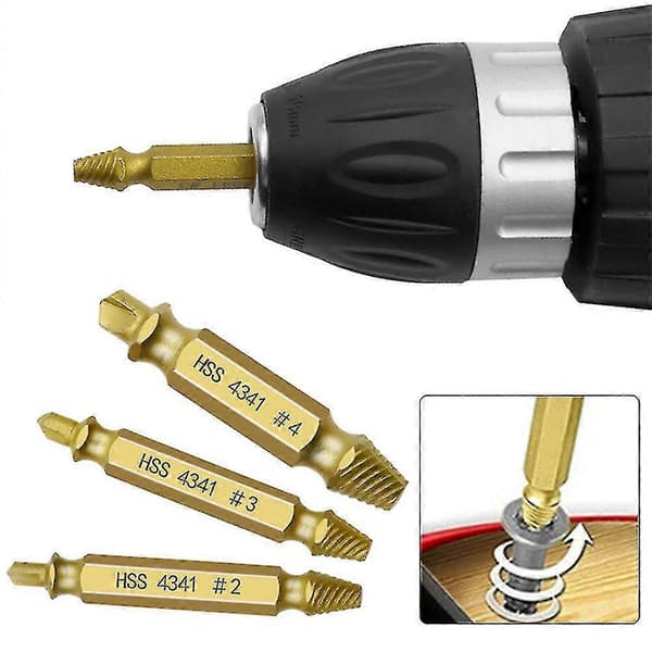 6-piece HSS Drill Bit Set Compatible with Removing Broken Screws, Screw Extractor, Screwdriver, Extractor Compatible with Stripped Screws