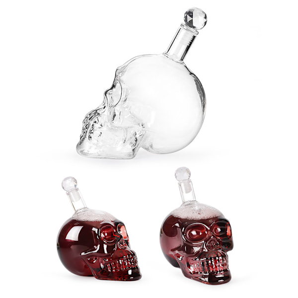 Skeleton Head Decanter 1000ml Glaskaraff Whisky Karaff med propp