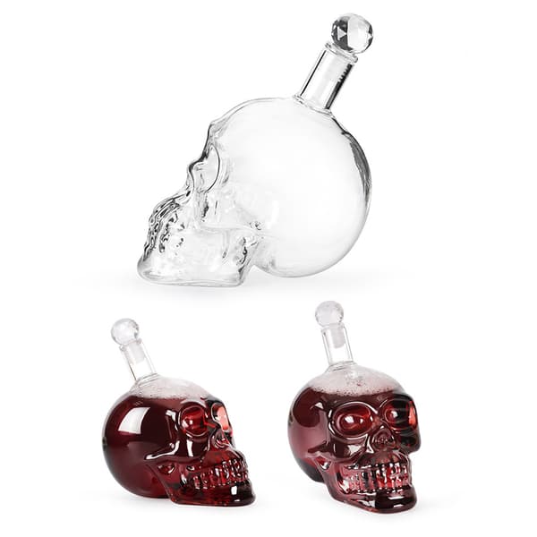 Skeletthoved Karaffel 1000ml Glaskaraffel Whisky Karaffel med prop