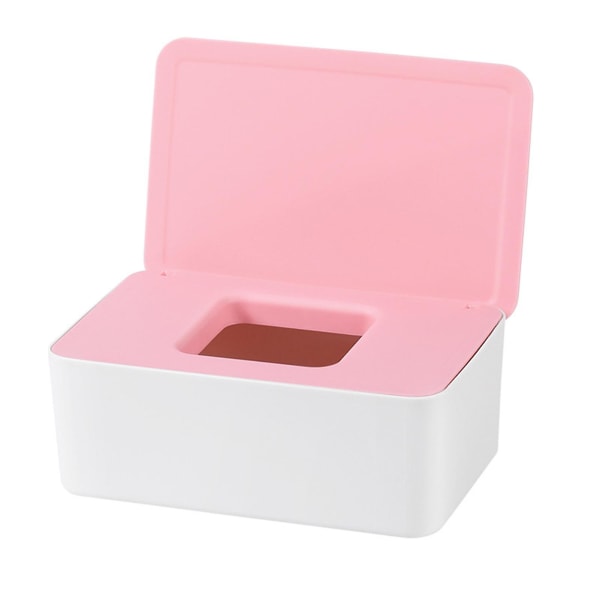 Vævsboks med låg Babyservietter Dispenserpose til serviet vådservietter opbevaringsboks til hjemmebil Pink White