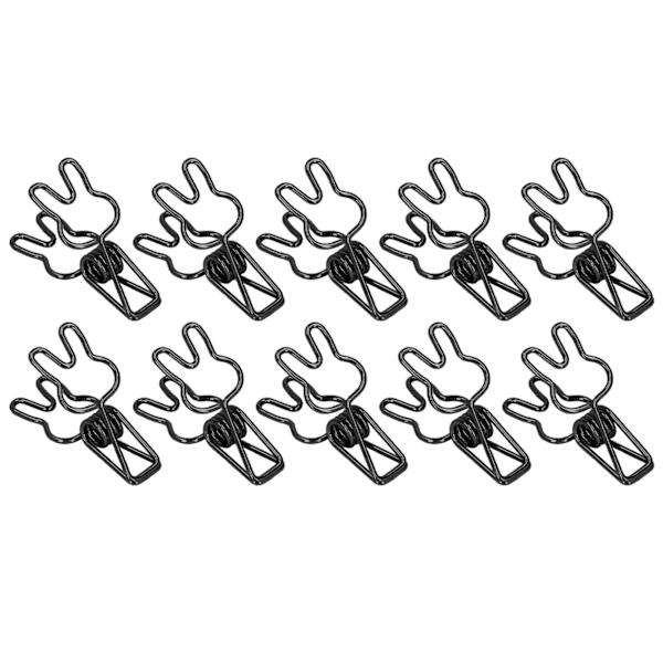 100 stk. Kanin Binder Clips Udhulet Sød Stærk Klemning Holdbar Metal Små Papirclips til Dokumenter Tøj Papir Sort