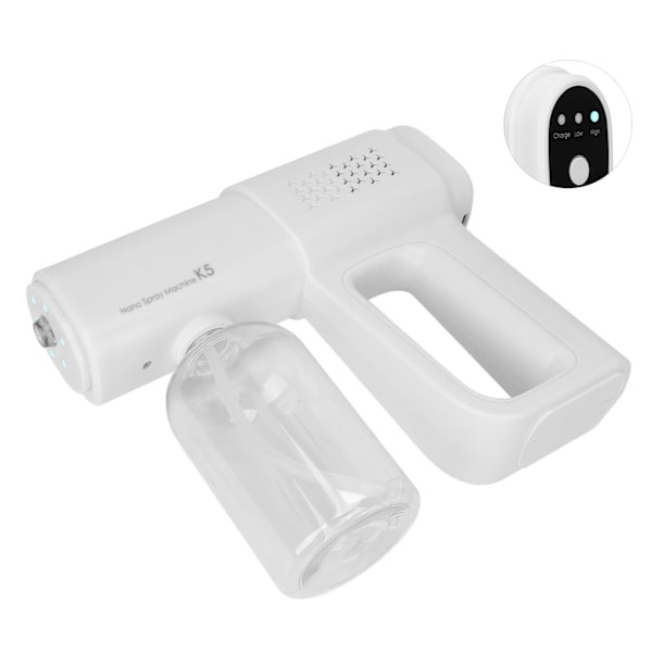 Håndholdt Nanometer Rengøringssprøjte USB Opladbar Trådløs Multifunktionel Fin Mist Sprayer 380ml Hvid