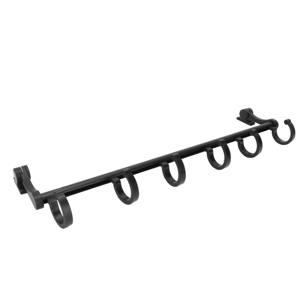 40 cm bevægelig stang med 6 kroge Mat sort Space Aluminium Badeværelsesstang til hjemmebad