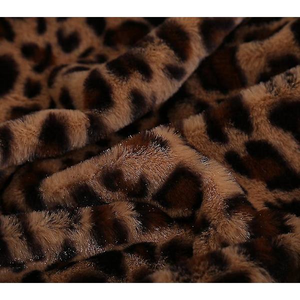 Leopardmønstret Krystall Fleece Sofadekken 160*200cm (Gulbrun)