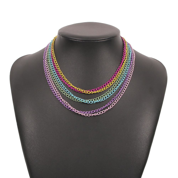 Kreativ farverig kæde stablet halskæde