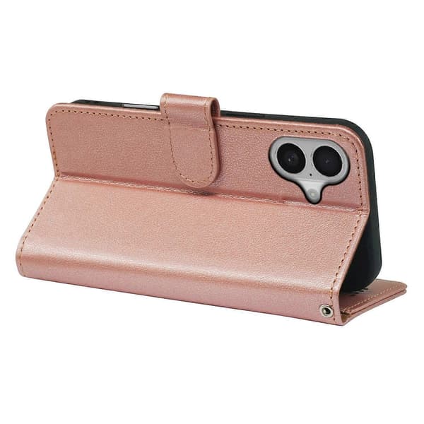 Compatible with iPhone 17 Case, RFID Blocking Wallet, Lychee Textured Leather Case, Magnetic Clasp} Pink g Pink gold Rose Gold