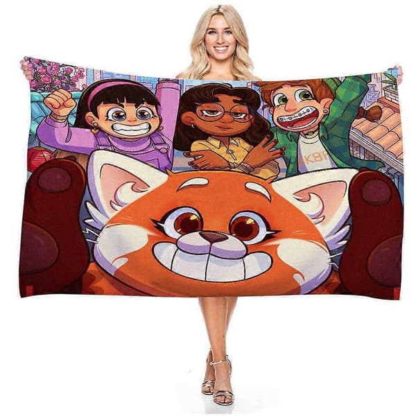 Rektangulär badhandduk med digitaltryck och tema för rött och strandmotiv Style 1 70x140CM