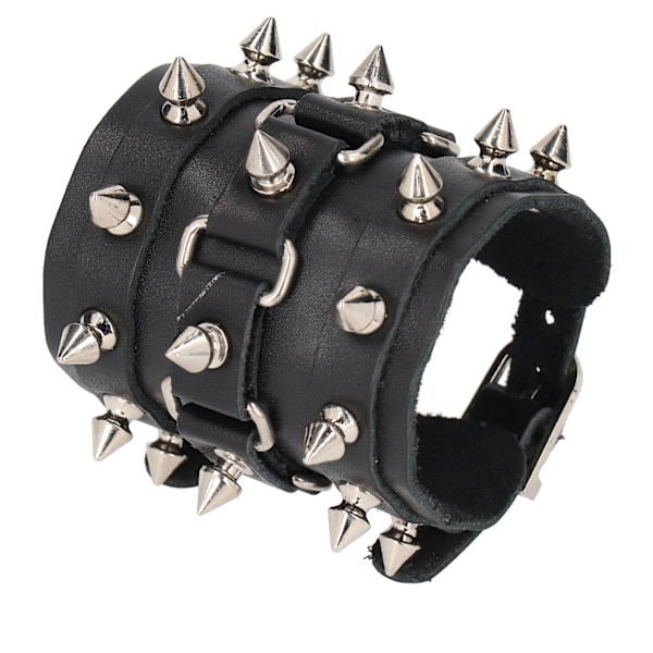 Justerbart punkarmband i konstläder spikar armband dubbat unisex metallnitarmband