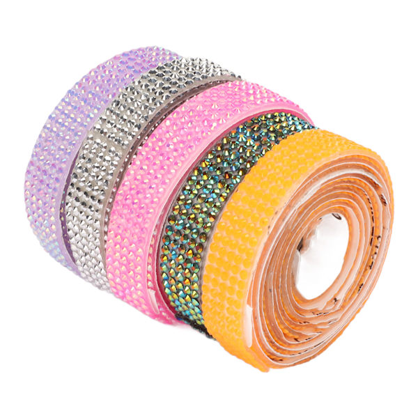 5 Rullar Rhinestone-remsor Blandade Färger 1yd Längd 0.4in Bredd Används Ofta Kristallband för Dekoration DIY Hantverk