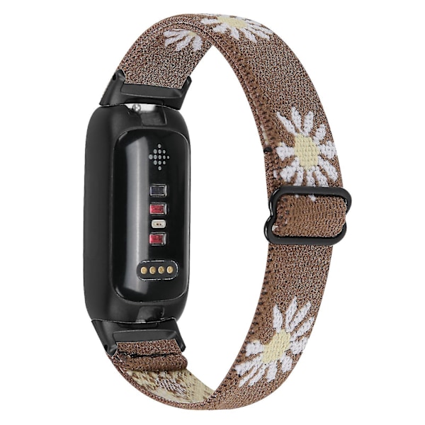 Fitbit Inspire 3 Nylon Braided Solo Loop Sport Watch Band - Brown Daisy