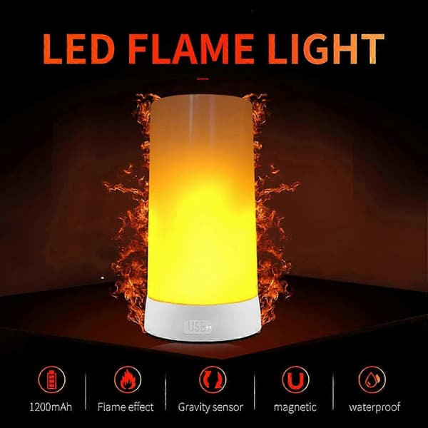Oppladbar LED-flammelampe med fjernkontroll og timerfunksjon 1PCS