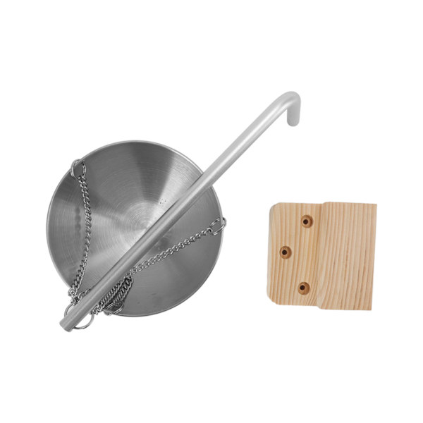 Bastu skål Rostfritt stål hängande aromaterapi oljekopp med träblock för bastu rum S 12cm