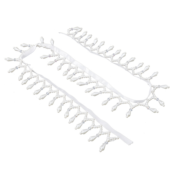 Pearl Beads Tofs Band Kantklippshänge Handgjorda Craft DIY-kläder Gardintillbehör (4,5 cm bredd)