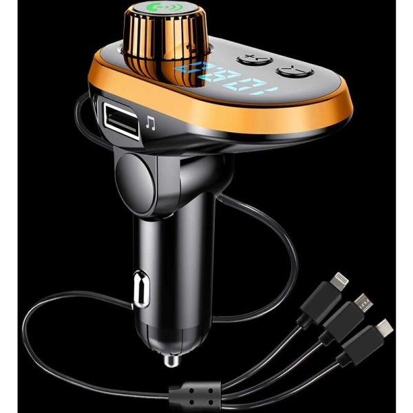Autolaturi BT FM-lähetin USB -kaapeli monitoimi handsfree-puhelun LED-näyttöportti TF-kortille ja flash-ohjaimelle, malli: Orange 85
