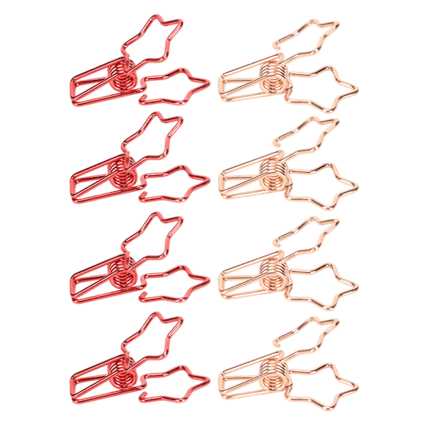 100 stk. Binder Clips Hul Sød Stjerneform Robust Metal Små Binder Clips til Kontordokumenter Regnskab