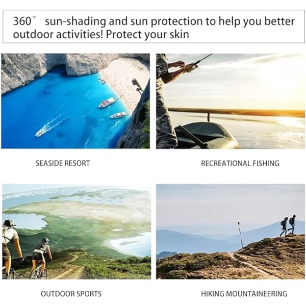 Utendørs solhatt med bred skygge 12 cm Unisex Fisherman 360° pustende anti UV-vandring