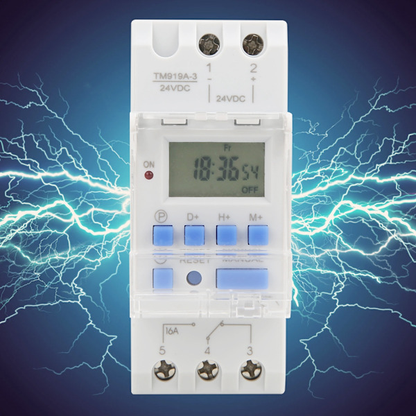 TM919A-3 24V DC 16A LCD 7-dagers programmerbar digital tidsbryter