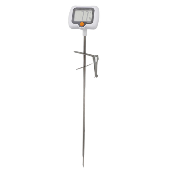 Digitalt godtermometer med gryteklemme Oljetermometer i rustfritt stål med 180 graders roterende sonde for grilling Fritering BBQ Matlaging Hvit