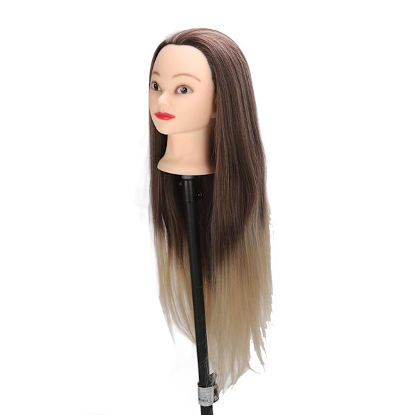 Träningshuvud Långt Mjukt Hår Frisör Styling Skyltdocka Huvud Hat Display för strykning Flätning