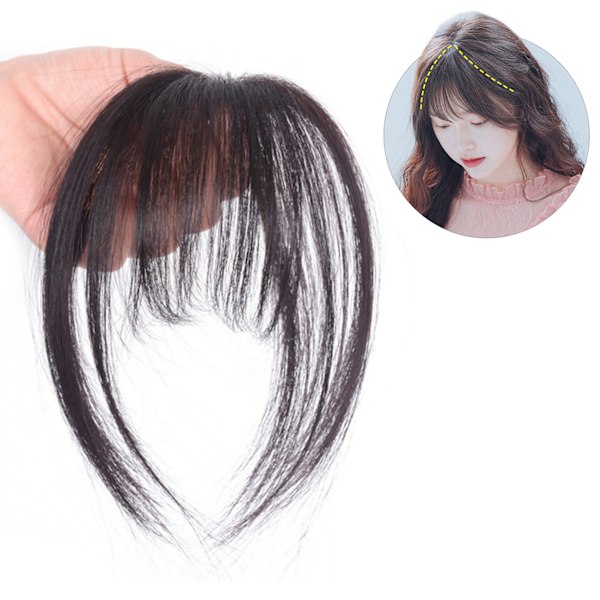 Bangs Hårklämma Verklighetstrogna Förfina ansiktskontur 3D Real Human Hair Bangs Mörkbrun