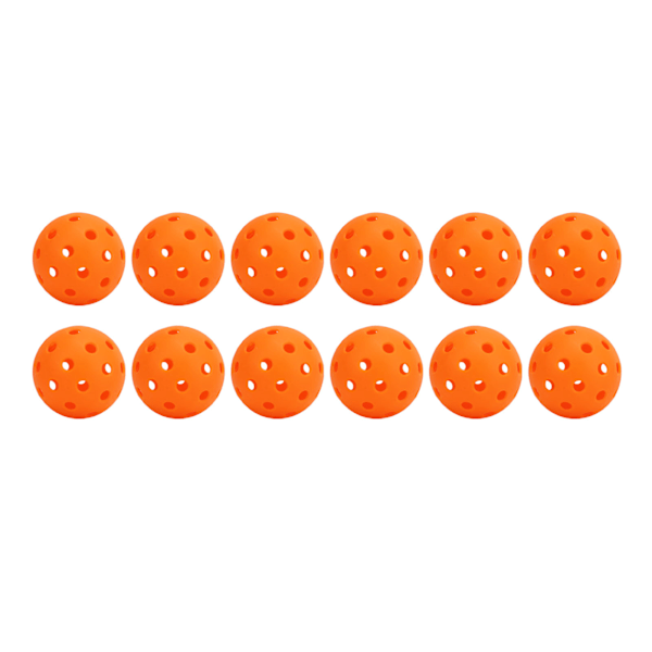 12 st 74mm 40-håls Pickleballs i PE-plast med hög elasticitet för utomhusbruk - Orange