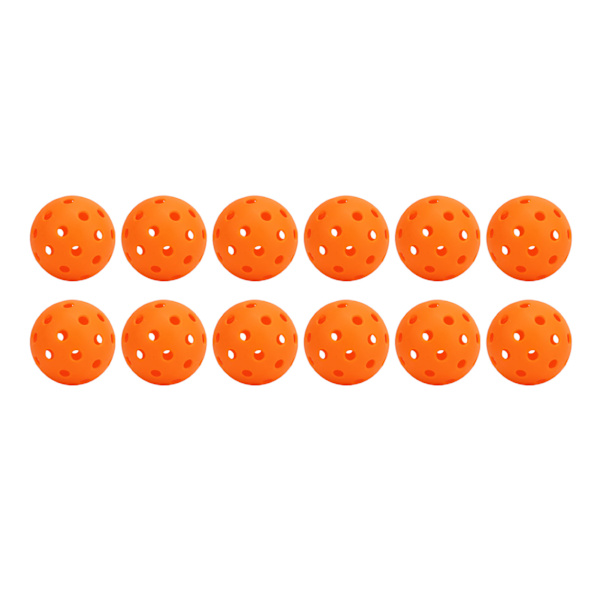 12 stk 74mm 40 Hull Pickleballs PE Plast Høy Elasticitet Pickleball Utendørs Hullballer Oransje